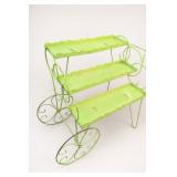 Green 3-Tier Metal Flower Cart Plant Stand