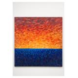 Signed Mizsch Abstract Sunset Painting