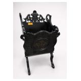 Ornate Carved Wood Magazine Rack