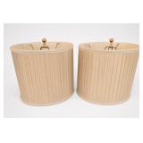 Pair Of Cream Pleated Fabric Lampshades