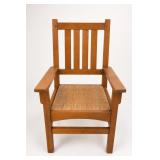 Vintage Wood Slatted Arm Chair