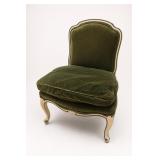 Louis XV Style Green Velvet Slipper Chair