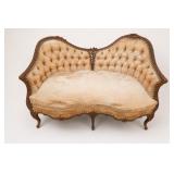 Victorian Carved Wood And Fabric Upholstery Settee