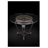 Round Glass-Top Metal Dining Table