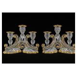 Ornate Venetian Style Gold Accented Candelabras