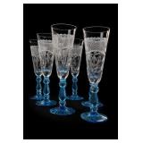 Blue-Stem Cut Glass Goblets
