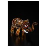 Handmade Amber Glass Elephant Figurine