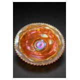 Orange Iridescent Carnival Glass Bowl