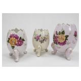 Floral Ceramic Egg-Shaped Vessels