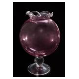 Pink Glass Pedestal Vase