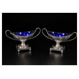 Silver-Tone Cobalt Sauce Boats