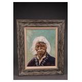 Framed Elderly Man Portrait Painting Signed Terri