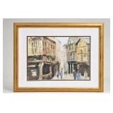 J. Evans Street Scene Watercolor