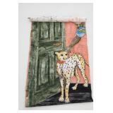 Painted Spotted Cat Wall Hanging / Painting
