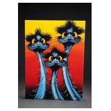 Signed Wendy Binke Blue-Faced Canvas