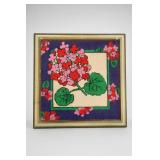 Framed Floral Needlework Artwork