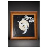 Framed Crane And Moon Decorative Artwork Shell