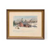 ELR Winter Barn Landscape Print Signed