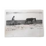 1984 Rural Plowing Scene Artwork