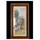 Framed European Village Landscape Artwork