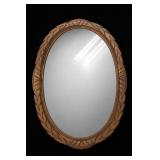 Carved Oval Wood-Framed Wall Mirror