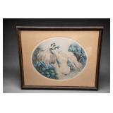 Louis Icart "Hydrangeas" Framed Art Deco Print