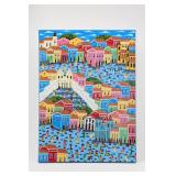 Colorful Cityscape Canvas Painting Signed Patrick