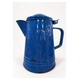 Blue Speckled Enamel Coffee Pot