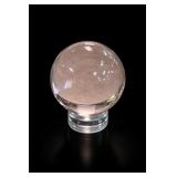 Decorative Pink Glass Sphere On Pedestal
