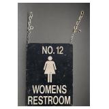 Womens Restroom No. 12 Hanging Metal Sign