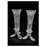 Clear Faceted 3 Foot Glass Vases