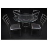 pedestal Round Wood-Finish Glass-Top Coffee Table