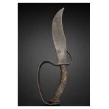 Curved D-Guard Fighting Knife Antler Handle