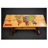 Wooden RISK World Map Game Table Bench