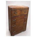 Art Deco Wood Veneer Waterfall Chest Of Drawers