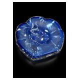 Blue And Clear Art Glass Dish