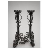 Matching Gothic Bronze or Copper Candle Stands