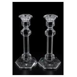 Val St Lambert Crystal Candlesticks
