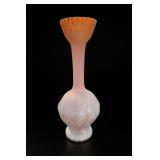 Antique Ribbed Pink Art Glass Satin Vase