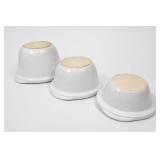 White Glazed Ceramic Nesting Bowls Heavy