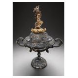 Vintage Bronze Figural Incense Burner / Lamp
