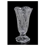 Towle Crystal Leaf-Pattern Pedestal Vase