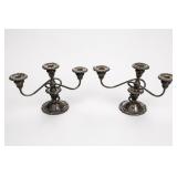 Matching Silverplate Three-Light Candelabra