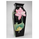 Black Lotus Floral Ceramic Vase