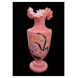 Antique Pink Hand Painted Art Glass Vase