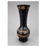 Black Hand Carved Wood Vase