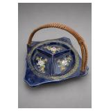 Cobalt Divided Handled Serving Tray JAPAN