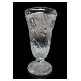 Clear Glass Floral Pedestal Vase
