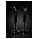 Black Glass Candlestick Holders
