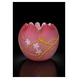 Decorative Pink Webb Glass Satin Rose Bowl